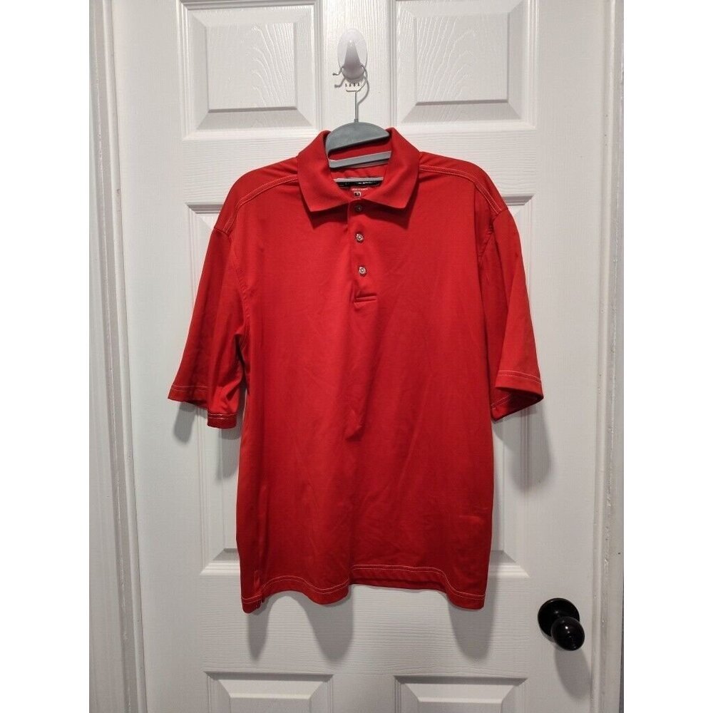 PEBBLE BEACH PERFORMANCE Red Short Sleeve‎ Golf Polo Shirt Size Small EUC